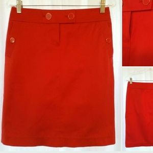 J.Crew Red Sateen  Pencil Skirt
